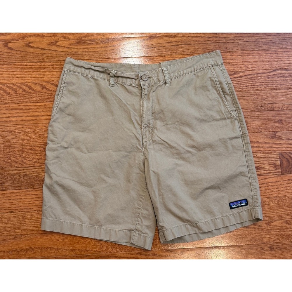 Patagonia Organic Cotton Shorts Mens 34 Brown Khaki Chino Outdoor Casual 8"